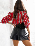 Striped Spring Long Sleeve Loose Cardigan Comfortable Casual Shirt