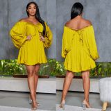Women's Spring Summer Chic Off Shoulder Sexy Solid Color Color Bat Sleeves Dress