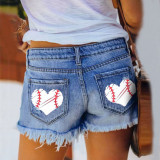 Ripped Tassel Denim Shorts Straight Breasted Women's Shorts