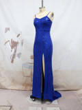 Spring and summer sling sequins slit trailing evening dress Formal Party sexy suspender dress