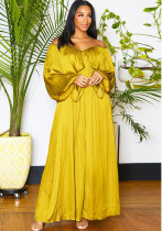 Women's Fashion Spring Autumn Chic Off Shoulder Sexy Dress Solid Color Color Bat Sleeves Maxi Dress Women's Fashion Spring Autumn Chic Off Shoulder Sexy Dress Solid Color Color Bat Sleeves Maxi Dress