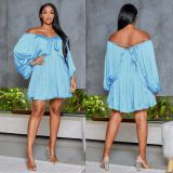 Women's Spring Summer Chic Off Shoulder Sexy Solid Color Color Bat Sleeves Dress