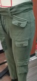 Women Casual Wash Denim Multi Pocket Cargo Pants
