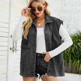 Women Fashion Loose Denim Vest