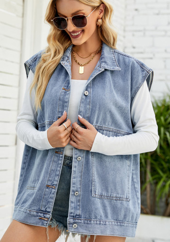 Women Fashion Loose Denim Vest