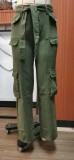 Women Casual Wash Denim Multi Pocket Cargo Pants