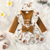 Toddler Girls Spring Summer Bodysuit Straps Floral Skirt Two Piece Set