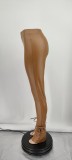 Women Fall Stretch Lace-Up Bell Bottom Side Slit Pu Leather Pants