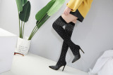 nightclub high-heeled shoes pointed toe high-heeled boots