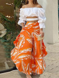 Sexy Off Shoulder Top Ruffle Edge Pants