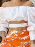 Sexy Off Shoulder Top Ruffle Edge Pants