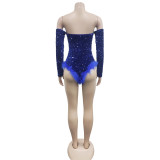Women's Fashion Solid Color Sequin Long Sleeve Jumpsuit
