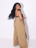 Sexy Ladies Fashion Straples Wide Leg Jumpsuit With Belt