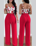 Women Spring Summer Fashion Print Top and Pant Two-Piece Set