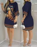 Women Spring Summer Printed Half Sleeve Dress