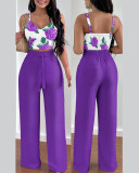 Women Spring Summer Fashion Print Top and Pant Two-Piece Set