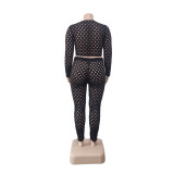 Women's Plus Size Tight Fitting See-Through Fishnet Pants Set