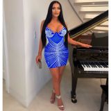 Sexy Beaded Strap Dress Nightclub Wear