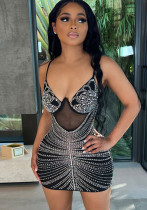 Sexy Beaded Strap Dress Nightclub Wear Sexy Beaded Strap Dress Nightclub Wear