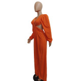 Sexy solid color long Halter Neck Jumpsuit