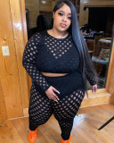 Women's Plus Size Tight Fitting See-Through Fishnet Pants Set