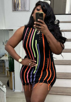 Women'S Fashion Tassel Sleeveless Slim Sexy Patchwork Knitting Dress Women'S Fashion Tassel Sleeveless Slim Sexy Patchwork Knitting Dress