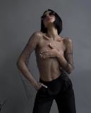 Summer Diamond Fishnet Women'S T-Shirt Top