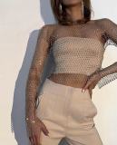 Summer Diamond Fishnet Women'S T-Shirt Top