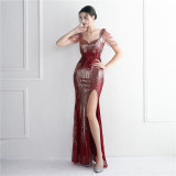 Plus Size Women Sequined Formal Party Evening Dress