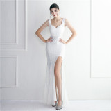 Plus Size Women Sequined Formal Party Evening Dress