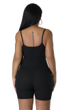 Women Ribbed V-Neck Slim Romper