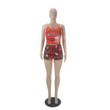 Women Printed Tank Top and Shorts Two-Piece Set