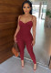 Women Solid Color V-Neck Sexy Sleeveless Jumpsuit