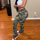 Women's Spring Summer Camouflage Sexy Slim Fit Casual Zip Pocket Cargo Pants