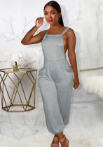 Lace-Up Sexy Women's Gray Low Back Trend Loose Suspenders Jumpsuit Lace-Up Sexy Women's Gray Low Back Trend Loose Suspenders Jumpsuit