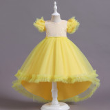 Girls Piano Performance Costume Birthday Dress Children's Puffy Dress Flower Girl Catwalk Trailing Wedding Dress