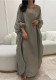 linen fringed lantern sleeve dress