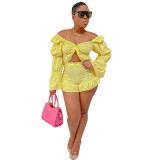 Sexy women's blouse with piled sleeves and pleated suit