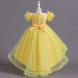 Girls Piano Performance Costume Birthday Dress Children's Puffy Dress Flower Girl Catwalk Trailing Wedding Dress