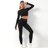 Seamless yoga wear long-sleeved sports suit women's zipper workout clothes yoga top lulu yoga pants trousers