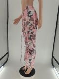 Camouflage pattern pleated strings pants