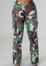 Camouflage pattern pleated strings pants Camouflage pattern pleated strings pants