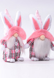 Easter Pink Ears Plaid Rabbit Dwarf Doll Elf Doll Ornament Home Decoration