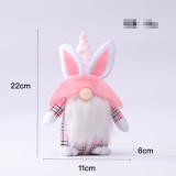 Easter Pink Ears Plaid Rabbit Dwarf Doll Elf Doll Ornament Home Decoration