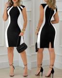 Women'S Crossover Halter Neck Print Slim Waist Party Dress
