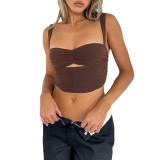 Ladies Fashion Ruched Cutout Slim Camisole Top