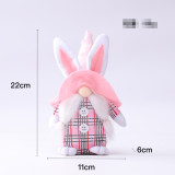 Easter Pink Ears Plaid Rabbit Dwarf Doll Elf Doll Ornament Home Decoration
