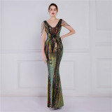 Plus Size Women Sequined Formal Party Evening Dress