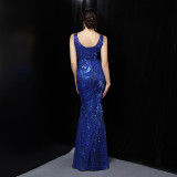 Women Formal Party Sequins Sleeveless Mermaid Evening Dress