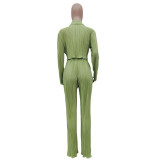 Sexy women's shiny shrunken solid color shirt suit